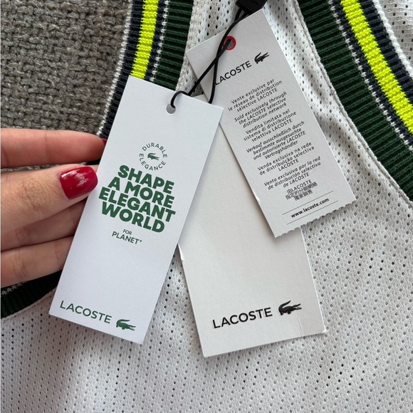 Lacoste Women’s Mesh V-Neck Tank Top | Size 42 (L) | NWT - Picture 9 of 15